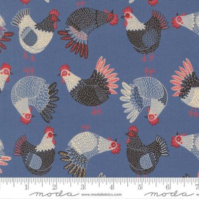 Moda Fabrics The Henhouse  48433 19 Cobalt