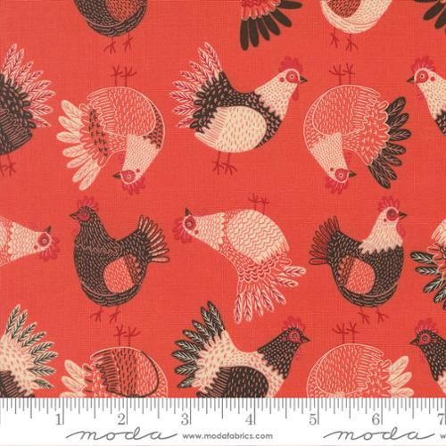 Moda Fabrics The Henhouse  48433 17 Tomato
