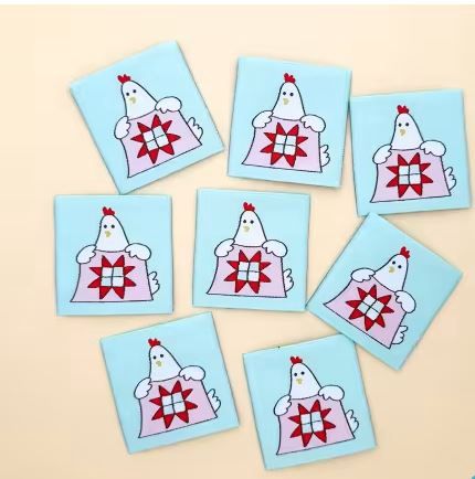 Sewing Illustration Quilty Hen Woven Labels 8pk SI-WL21
