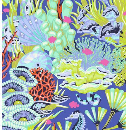 FreeSpirit Fabrics Floral Reef PWTP264.MARINE