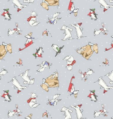 Clothworks Snowtime Flannel  Y4556-5 Light Gray Online