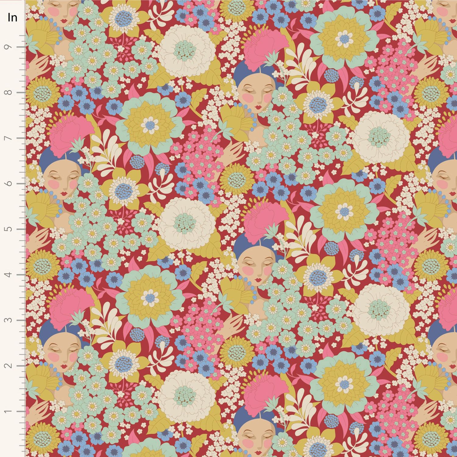 Tilda Fabrics Wallflower TIL100606 V15 Burgundy Online