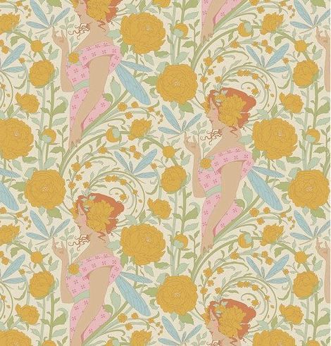 Tilda Fabrics Songbird  TIL100656 Mustard Online