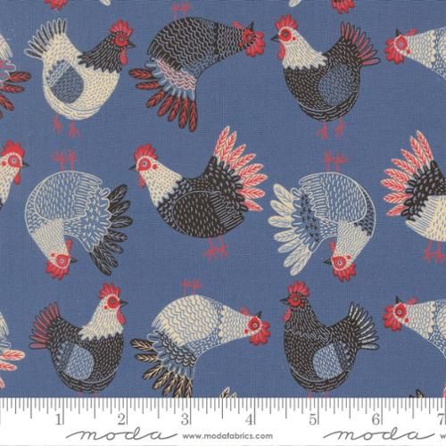 Moda Fabrics The Henhouse  48433 19 Cobalt Online