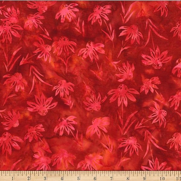 Hoffman Bali Batik Echinacea W2577 381 Pomegranate Online