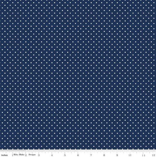 Riley Blake Swiss Dot White on Navy C670 21 Navy Online