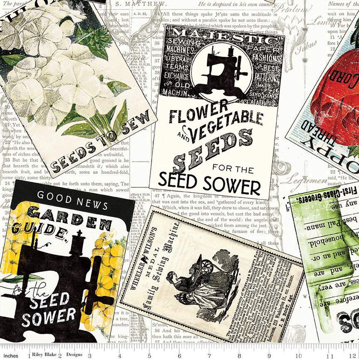 Riley Blake Sewing Seeds III CD15687-White Online