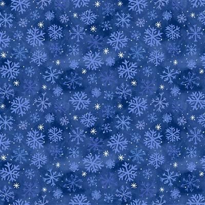 Clothworks Snowtime Flannel  Y4557-30 Dark Blue Online