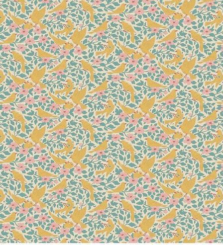 Tilda Fabrics Songbird TIL100660 Teal Online