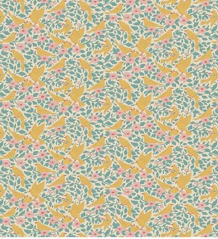 Tilda Fabrics Songbird TIL100660 Teal Online