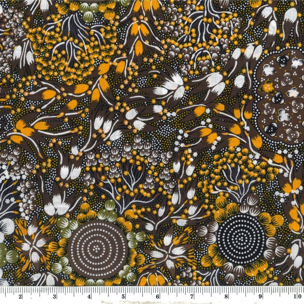 M&amp;S Textiles Australia Bush Plum + Bush Banana Dreaming BPBBT Tan Online