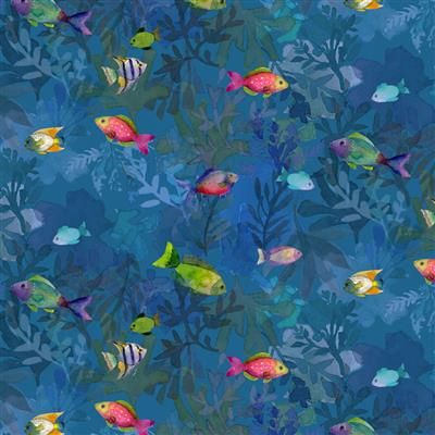 Clothworks Coral Reef Y4378-90 Blue Online