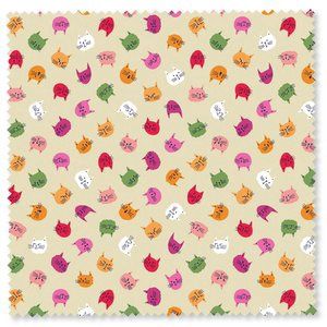 Felicity Fabrics Cats and Flowers 610333 Khaki Online