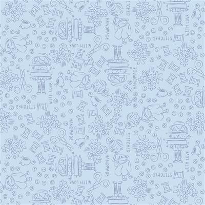 Clothworks Shop Hop Digital Y4797-87 Light Denim Online