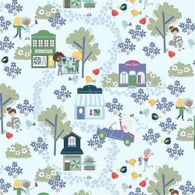 Clothworks Shop Hop Digital Y4796-136 Pale Blue Online