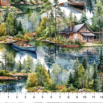 Northcott Fabrics Lakeside Retreat DP28482-36 Brown Multi Online