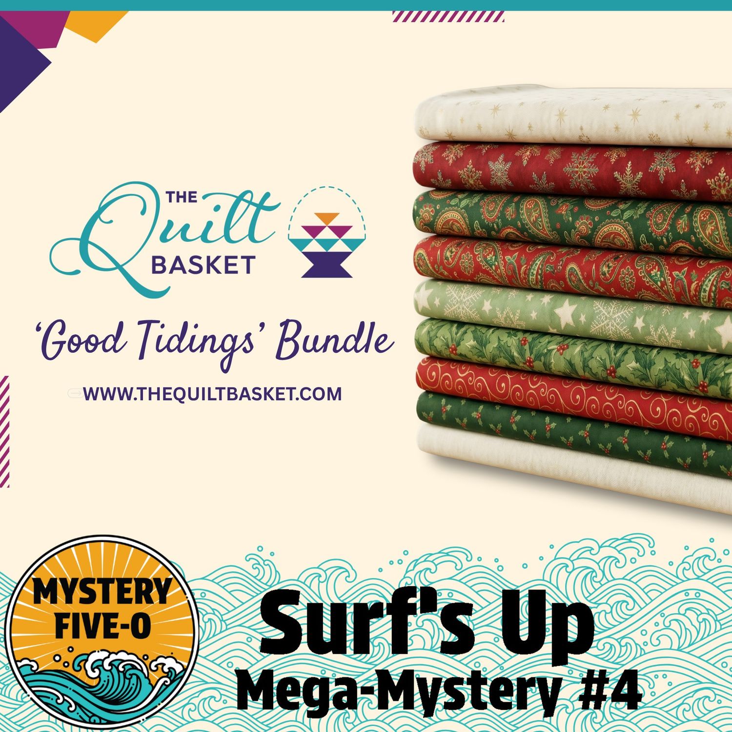 Surf's Up Good Tidings Mystery Five-0 Quilt Kit