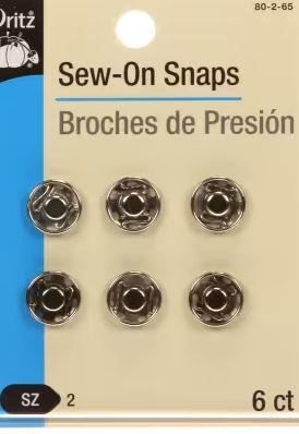 Dritz Sew On Snaps Size 2 80-2-65 Nickel