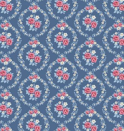 PRE-Order October 1 Tilda Fabrics Village Life TIL100697 Blue Online