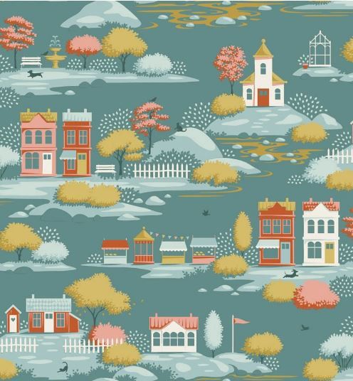 PRE-ORDER October 1 Tilda Fabrics Village Life Blenders TIL110180 Teal Online