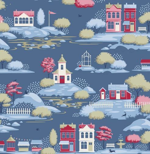 PRE-ORDER October 1 Tilda Fabrics Village Life Blenders TIL110187 Blue Online