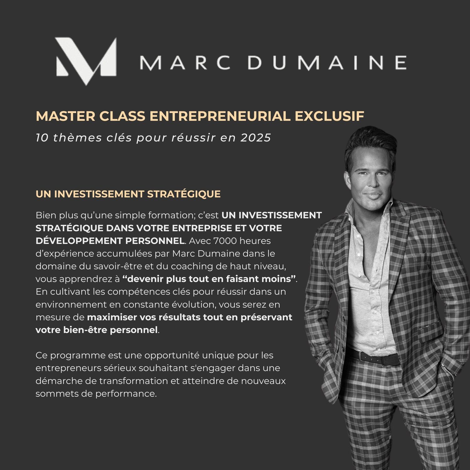 Masterclass exclusif &quot;M&quot; pour entrepreneurs