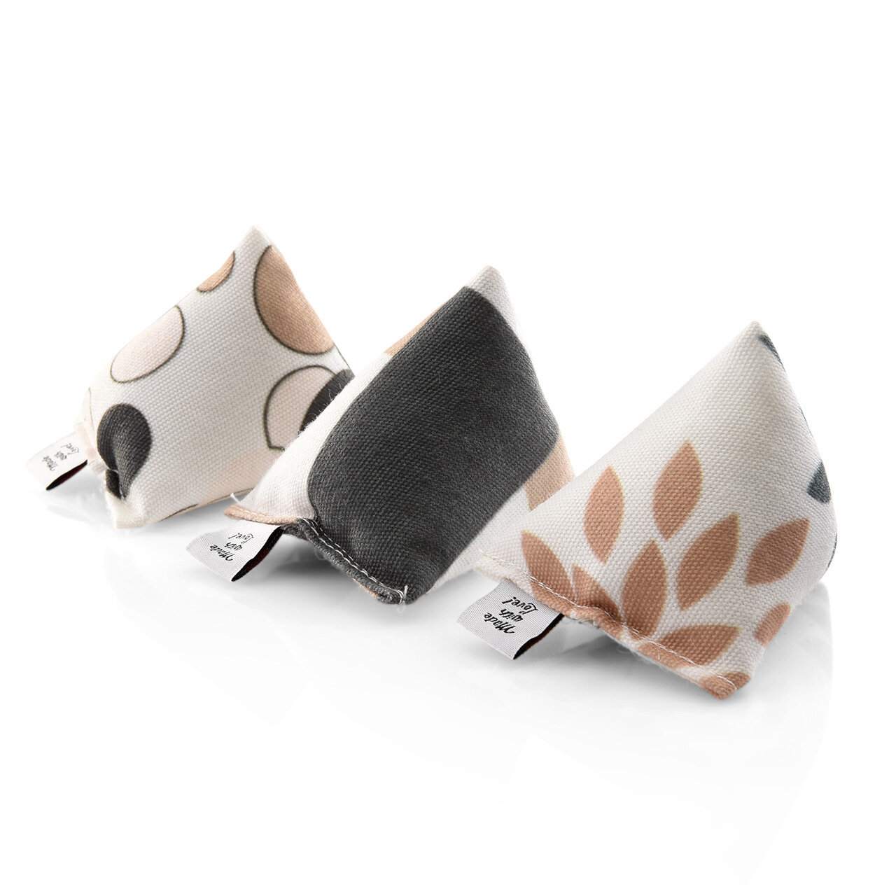 3er Set Mini-Pyramiden brown-beige mit Baldrian