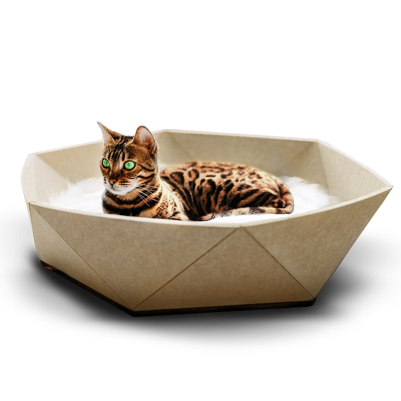 Katzenkorb Zoey aus Filz · beige · Designbett für Katzen