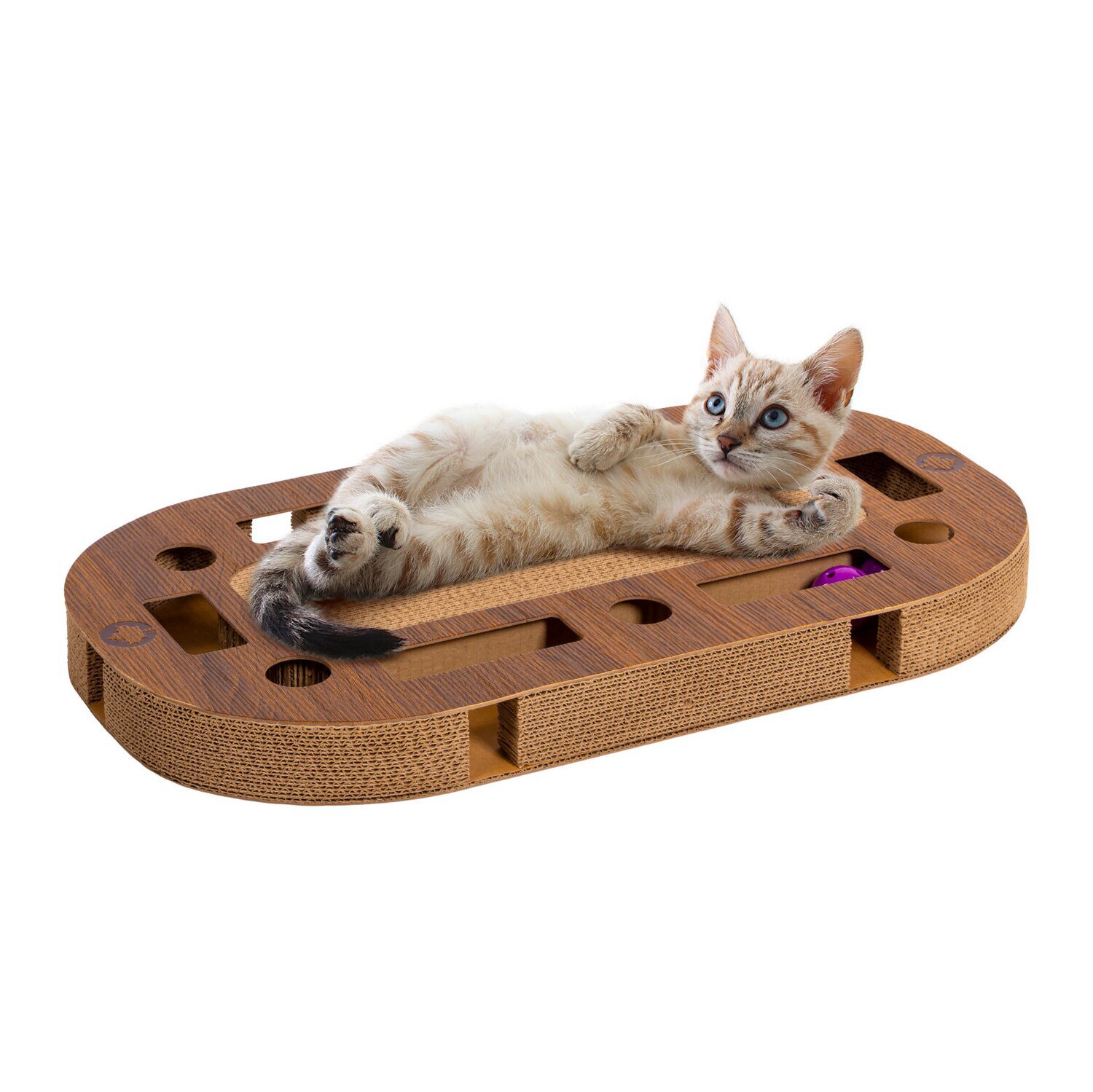 Katzenspielplatz PlayPlate large walnuss · mit integrierter Kratzpappe Kratzbrett