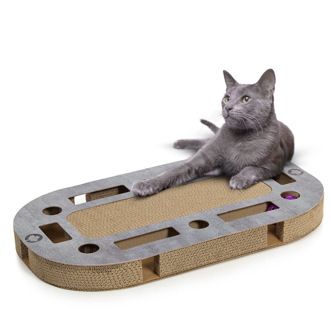 Katzenspielplatz PlayPlate large betonoptik · mit integrierter Kratzpappe Kratzbrett