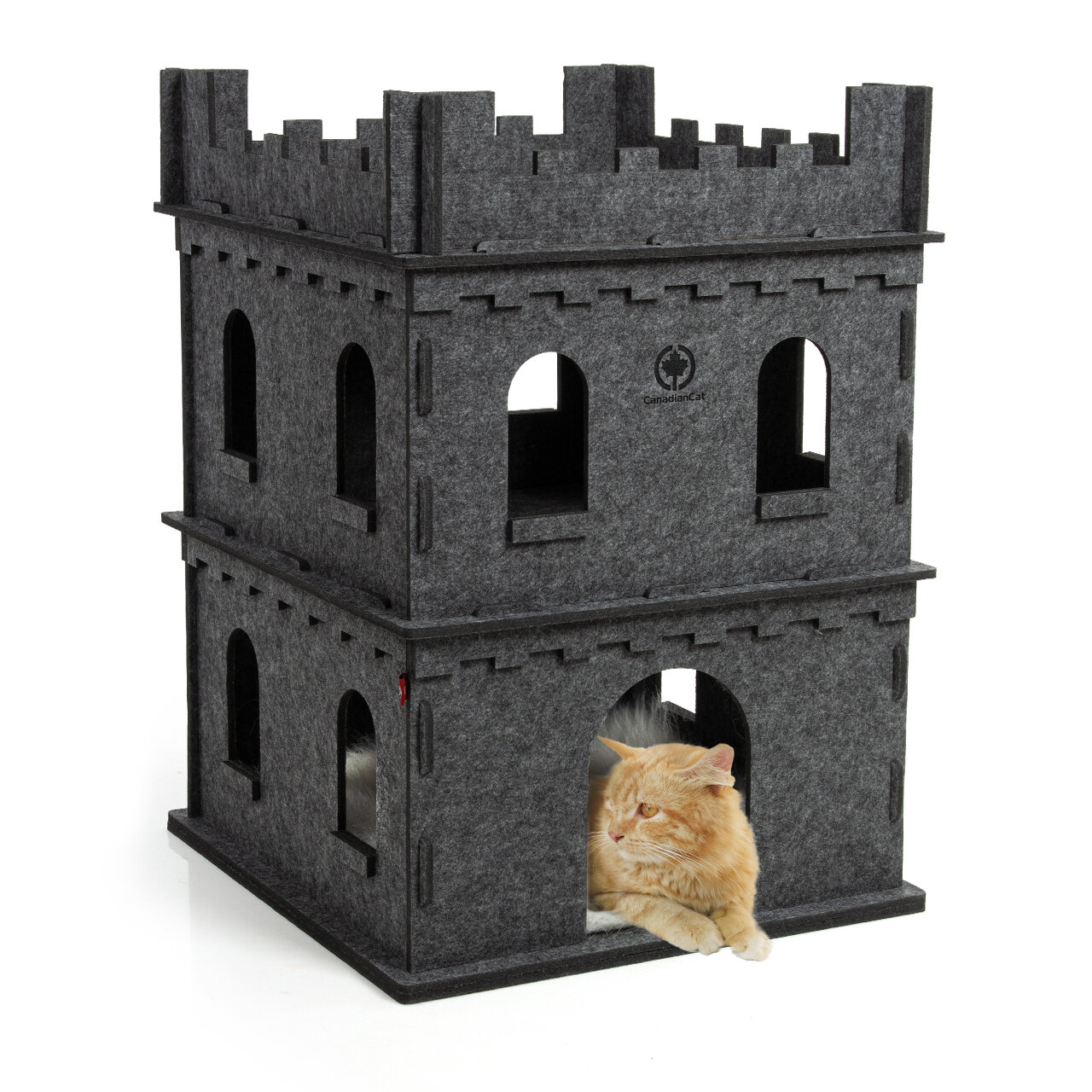 Felty Fort · Katzenburg aus Filz · Erdgeschoss + 1 Etage + Liegekissen · SET