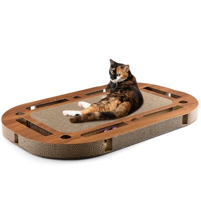 Katzenspielplatz PlayPlate walnuss · mit integrierter Kratzpappe Kratzbrett