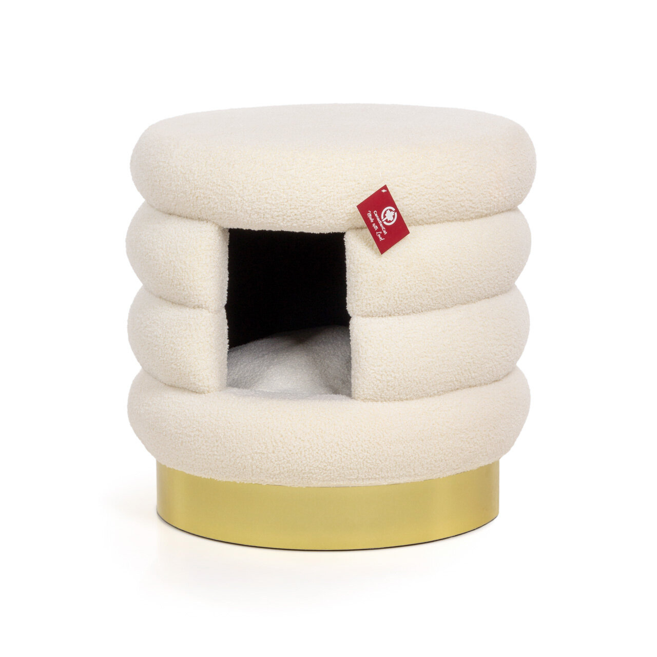Haustierbett Choupette · Design-Katzenhöhle · TEDDY weiß-gold