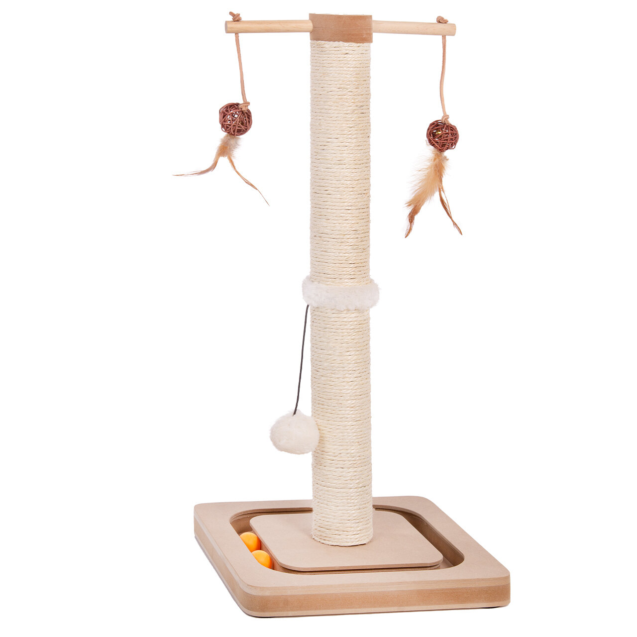 Kratzstamm Charly · Kratzsäule mit Spielschiene · ca. 29 x 29 x 65 cm