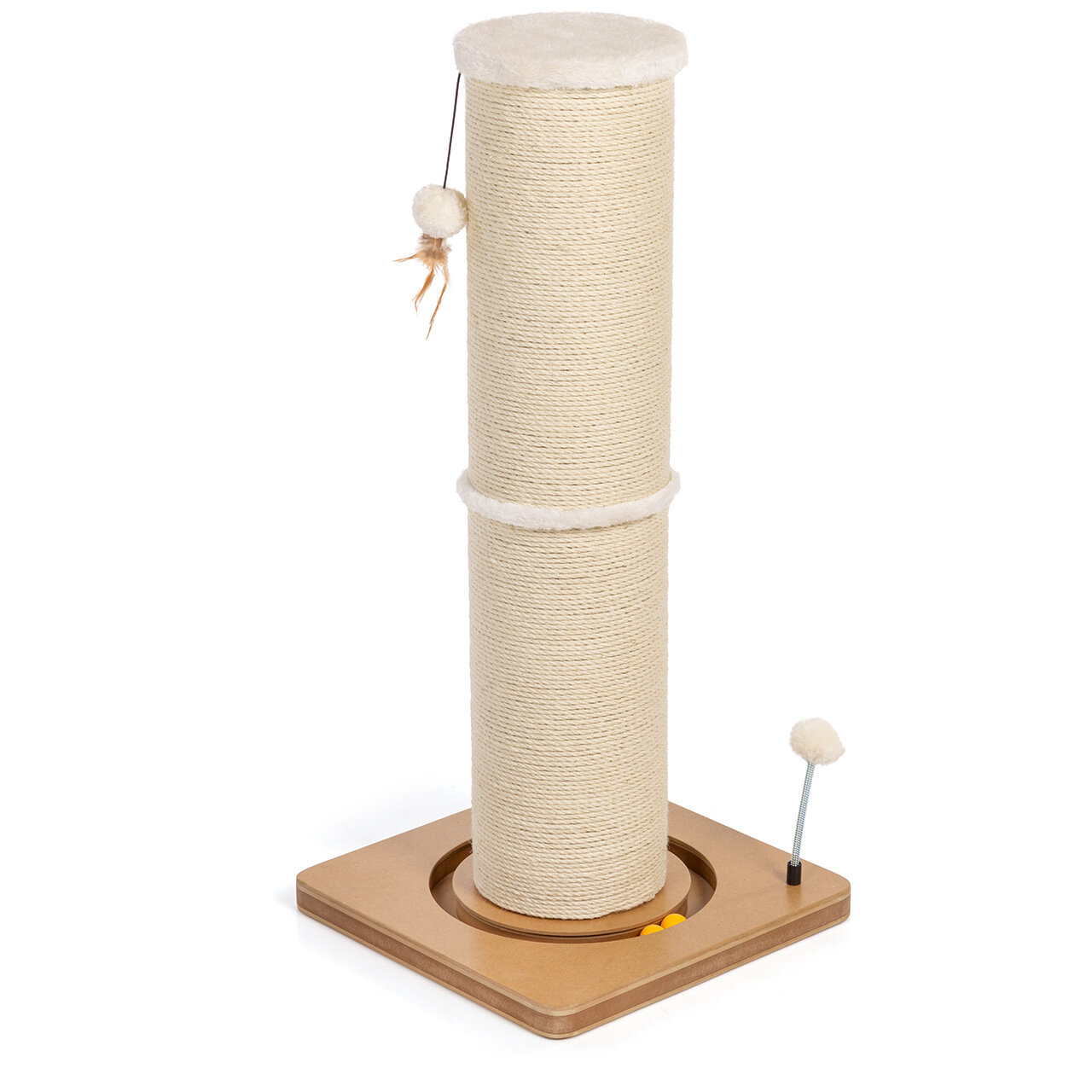 Kratzstamm Carla · Kratzsäule (Ø20cm) mit Spielschiene, rund · ca. 40 x 40 x 86 cm