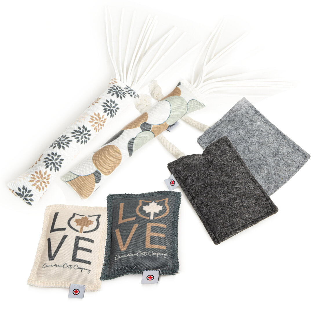Premium 6er Baldrian Katzenspielzeug Geschenk-Set (5g) Kräutermischung Schmusekissen Katzenkissen feinster Baldrian Kräuterfüllung
