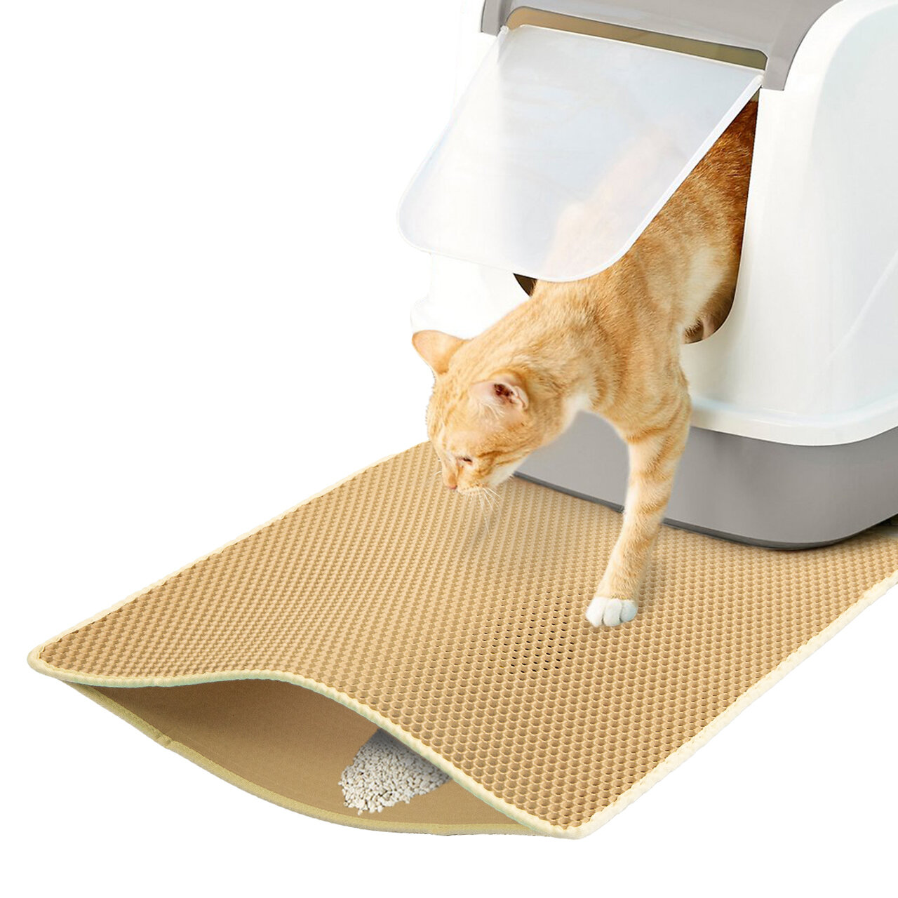 Katzenstreumatte SMALL · beige · Vorleger/Unterlage für Katzentoilette · ca. 60 x 45 cm