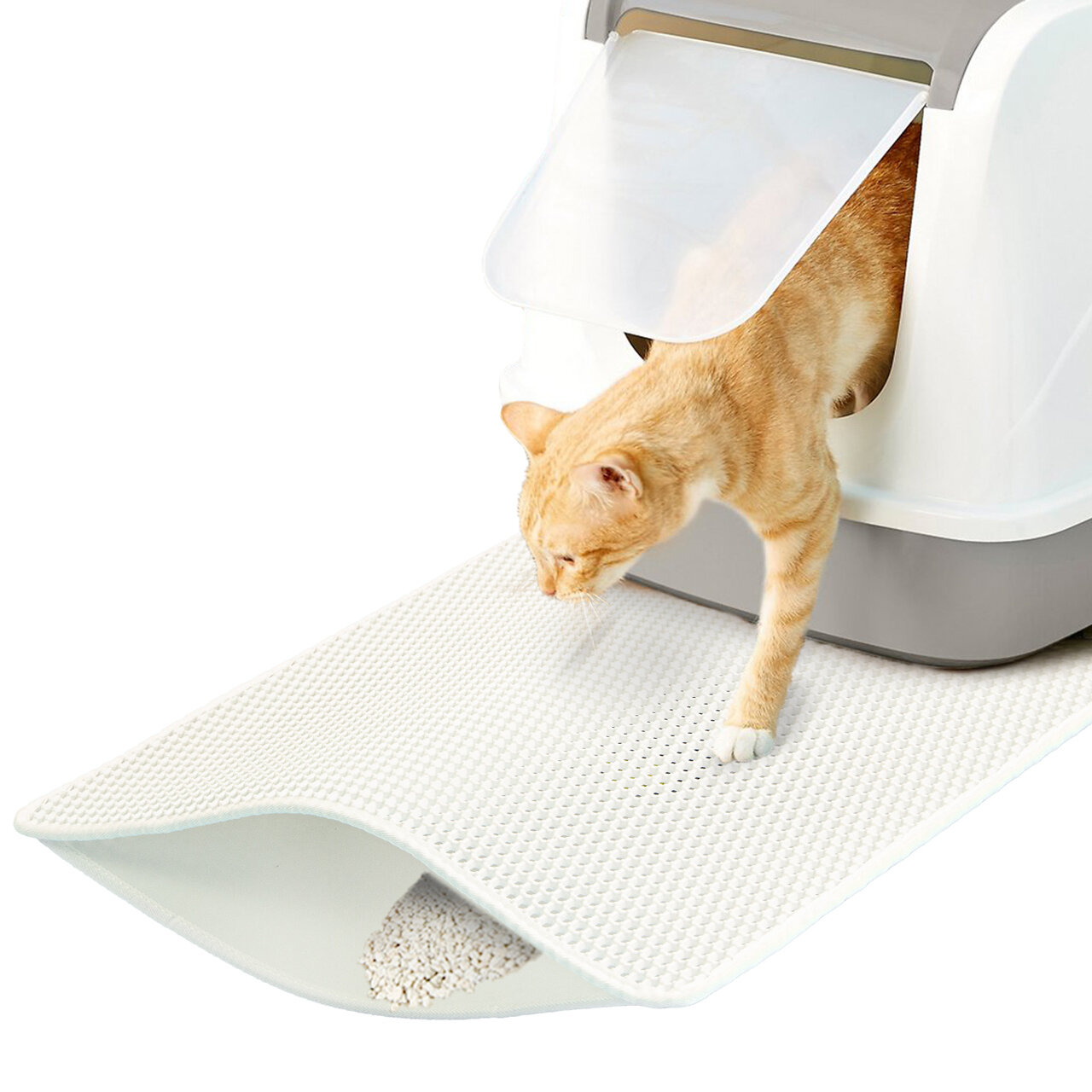 Katzenstreumatte SMALL · weiß · Vorleger/Unterlage für Katzentoilette · ca. 60 x 45 cm