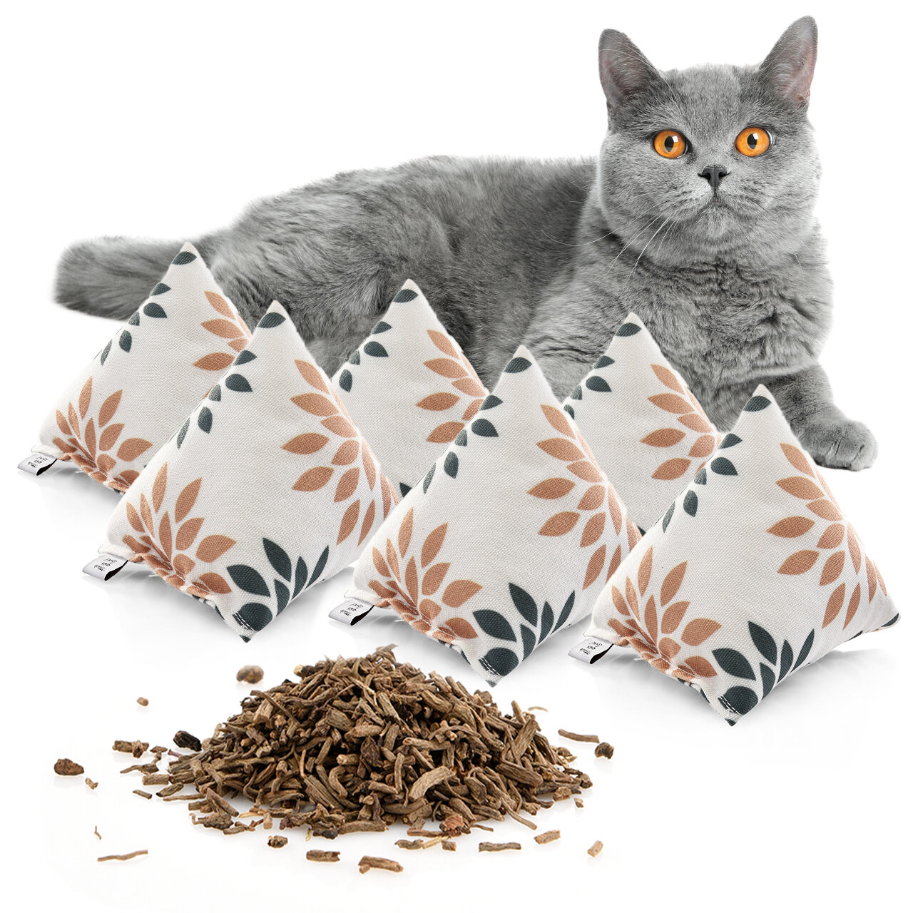 Schmusekissen 6er Set Schmuse-Pyramide XL Flower mit Baldrian, Katzenkissen, interaktives Katzenspielzeug