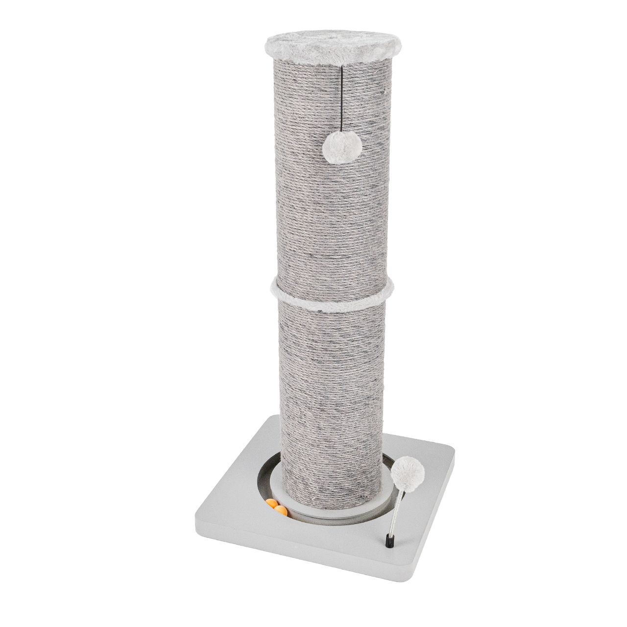 Kratzstamm Carla · Kratzsäule (Ø20cm) mit Spielschiene· anthrazit  · ca. 40 x 40 x 86 cm