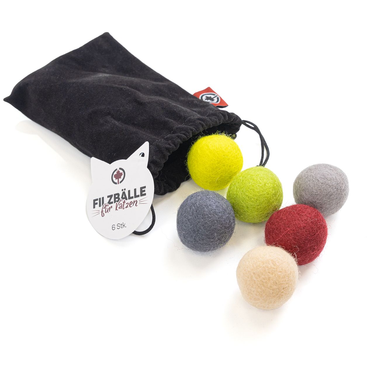Filzbälle Katzenspielzeug · Kugeln Ø 3 cm · 6 Stück