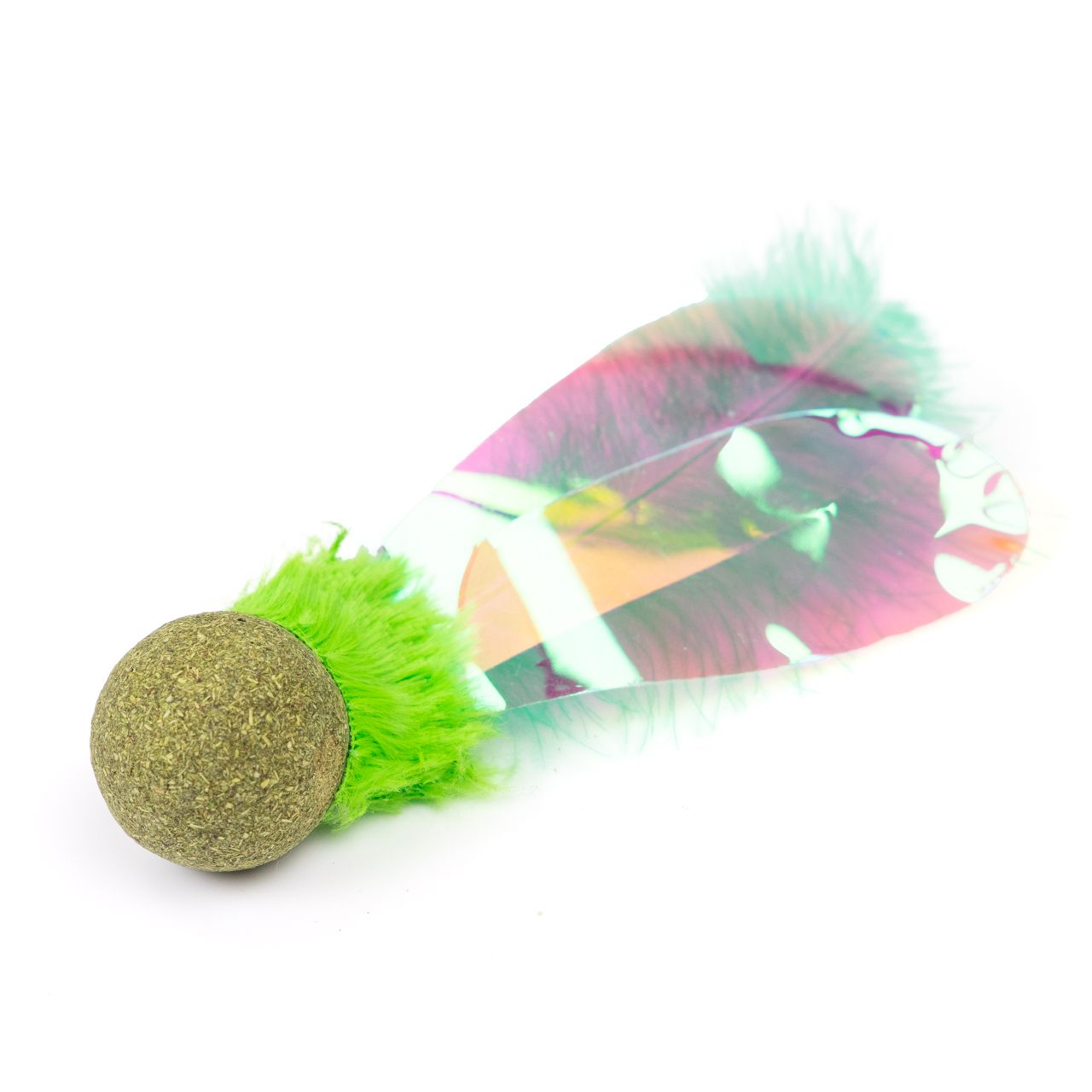 Katzenspielzeug · Federball mit Katzenminze und Feder · grün