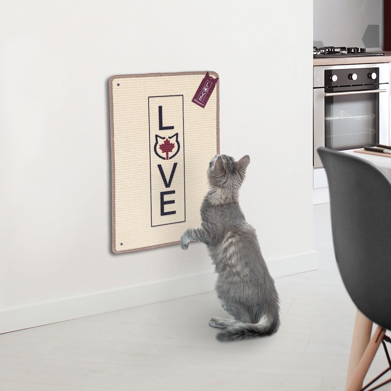 Kratzteppich für Katzen · beige · 40 x 60 cm · mit Wandbefestigung