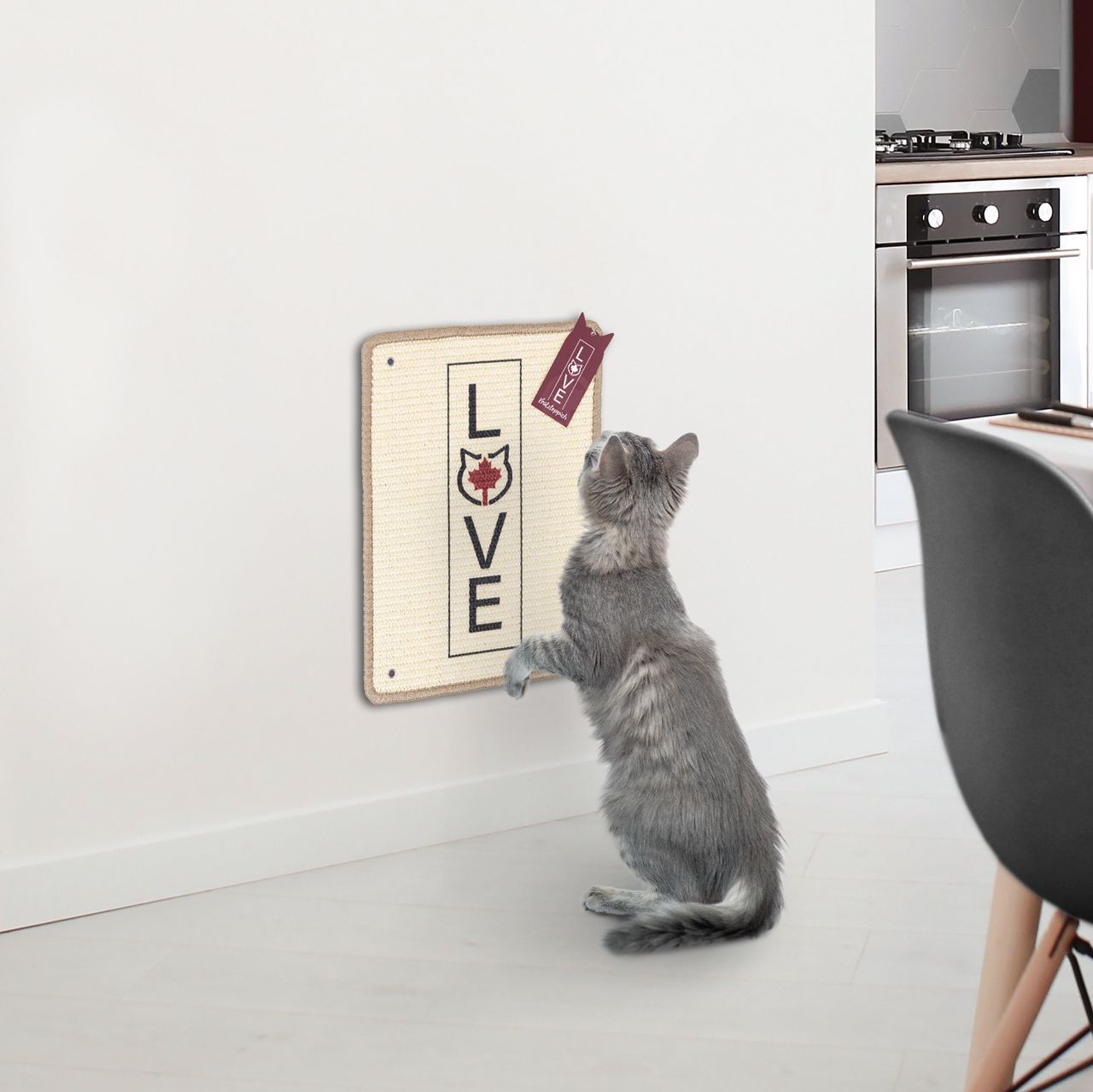Kratzteppich für Katzen · beige · 30 x 40 cm · mit Wandbefestigung