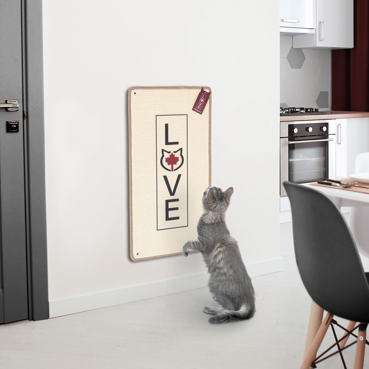 Kratzteppich für Katzen · beige · 80 x 40 cm · mit Wandbefestigung