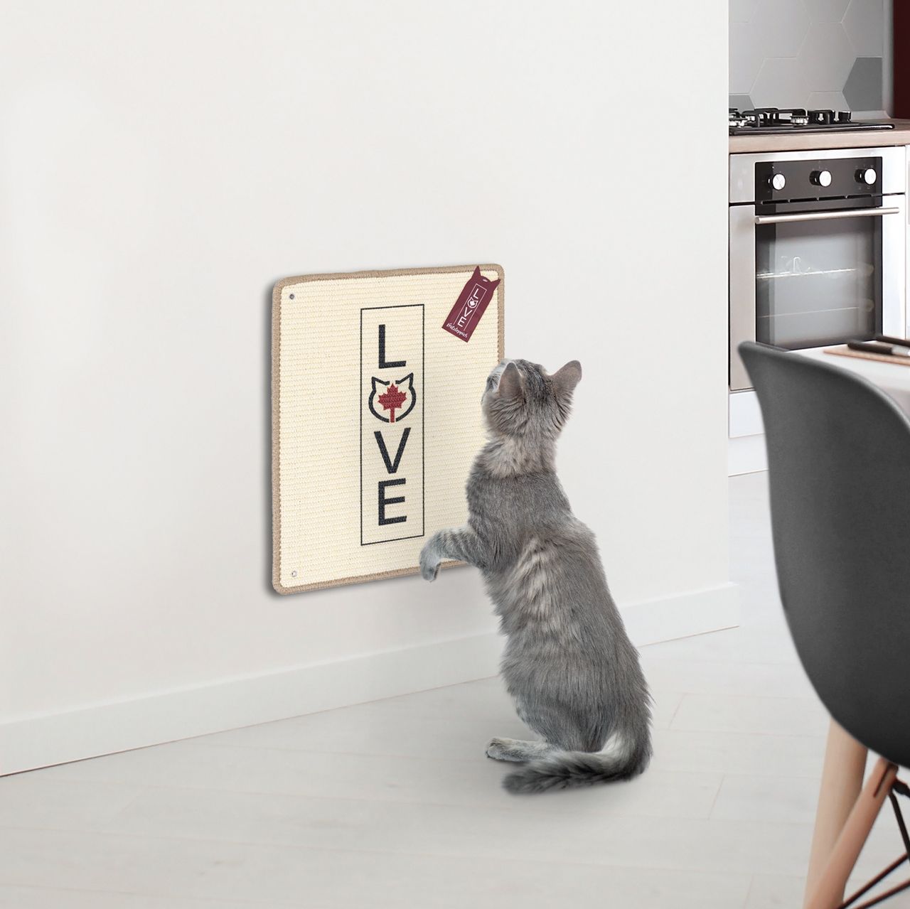 Kratzteppich für Katzen · beige · 50 x 40 cm · mit Wandbefestigung