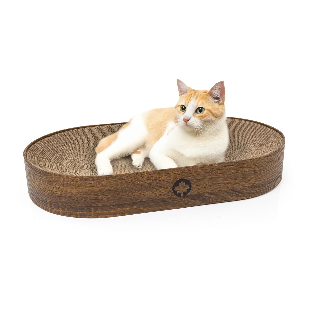 Kratzpappe Apollo · Katzenbett aus Wellpappe · walnuss · ca. 63 x 35 x 10 cm