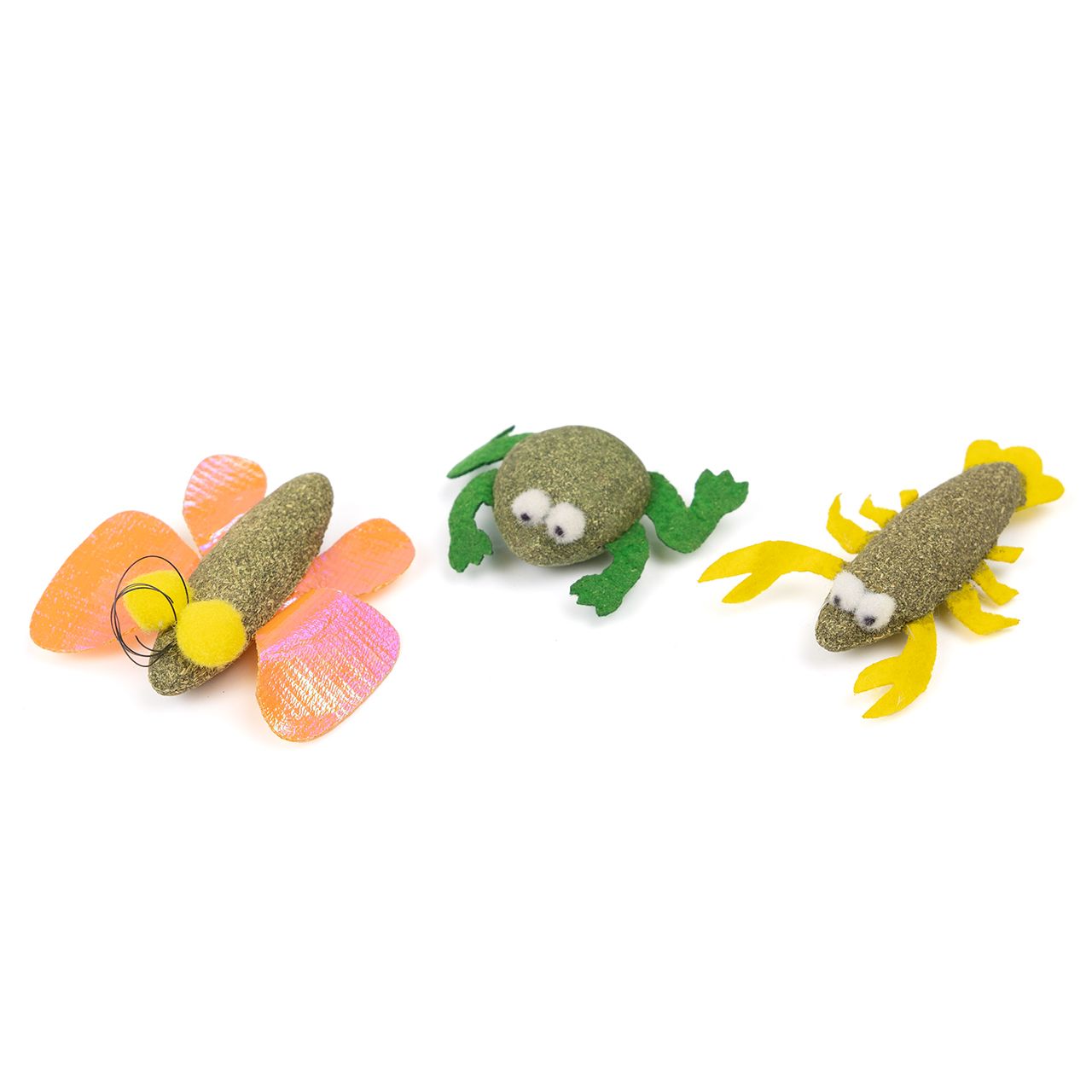 Katzenspielzeug 3er-Set · Katzenminze Frosch, Schmetterling &amp; Hummer