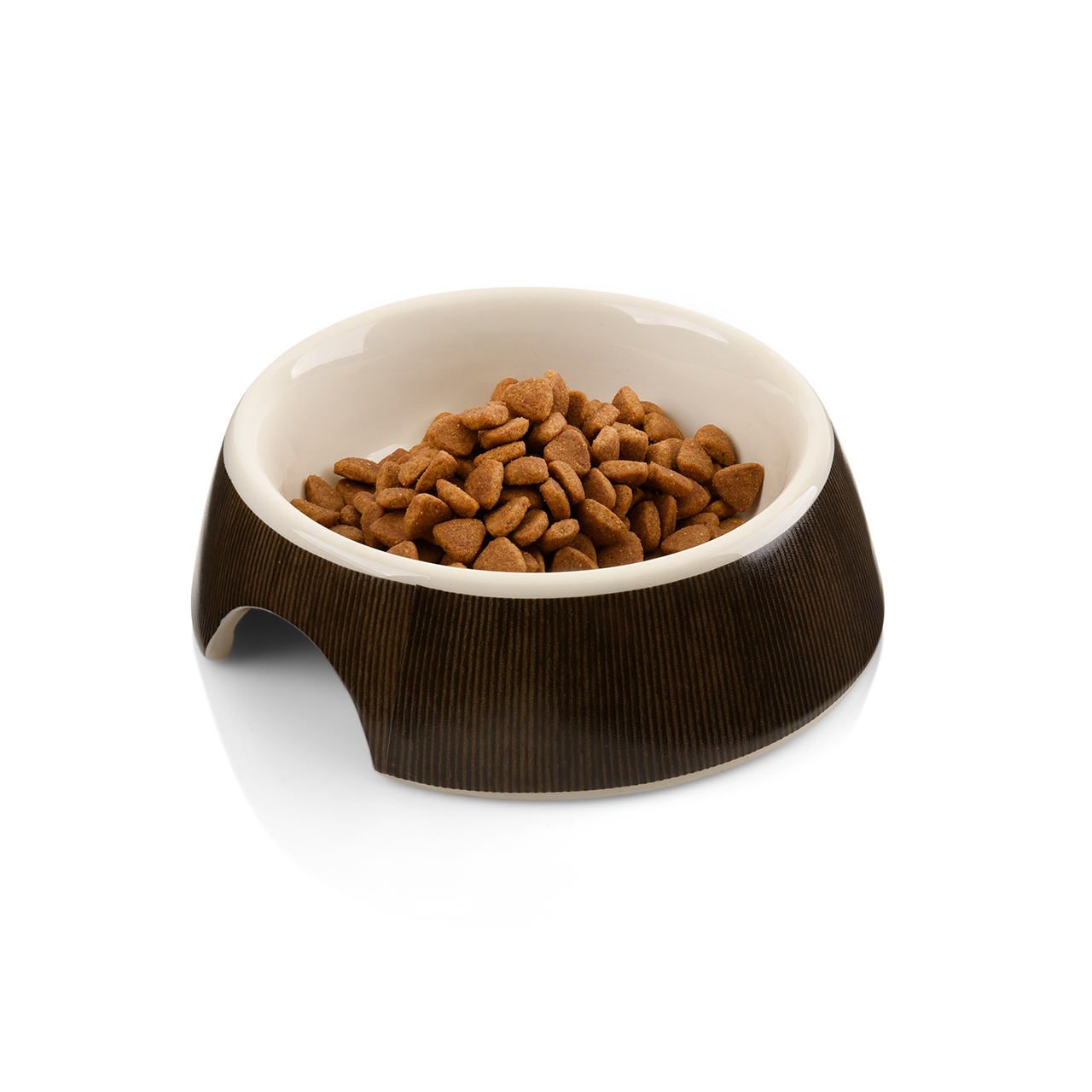 Keramik Fressnapf · für Katzen &amp; kleine Hunde, Braun-Holzoptik · Ø16,5 cm