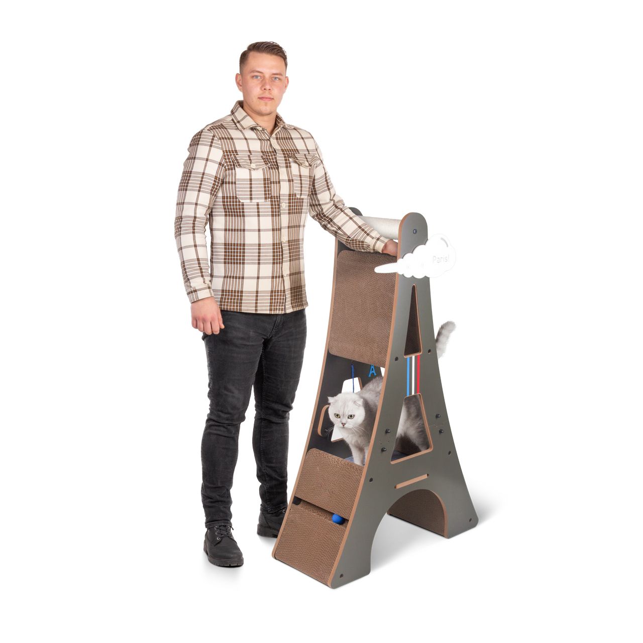 Design-Kratzmöbel Eiffelturm · Kratzbaum, Kletterturm · 78 x 33 x 125 cm